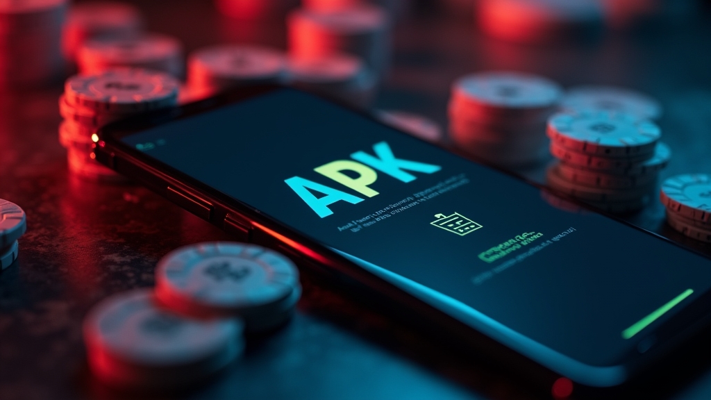Instalacja pliku APK na telefonie w mrocznym otoczeniu kasyna